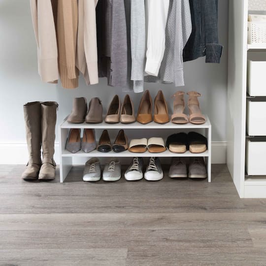 Organize It All White 2 Shelf Stackable Shoe Rack
